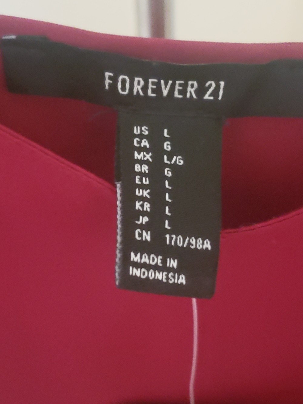 Forever 21 Burgundy Satin Slip Midi Dress Spaghetti Straps Size Large - Picture 3 of 8